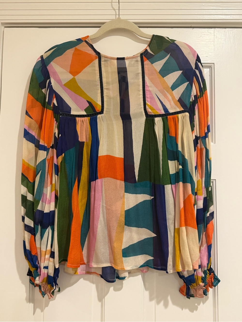 Anthropologie Multicolor Geometric Peasant Blouse